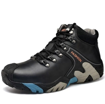 chaussures randonnée cuir noir unisexe semelle amortissante