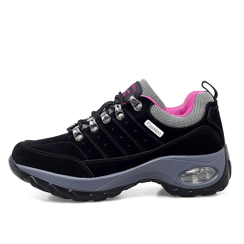 chaussures de marche femme noir talon compensé respirant