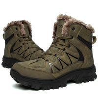 Thumbnail for chaussures randonnée hiver homme kaki cuir chaud semelle caoutchouc
