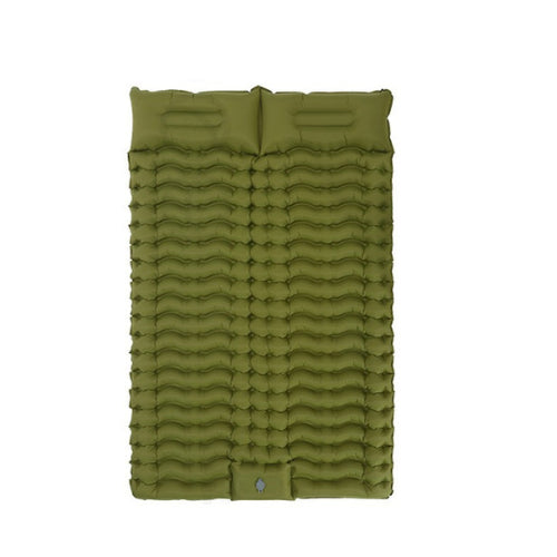 Matelas gonflable 2 places camping vert kaki avec oreillers