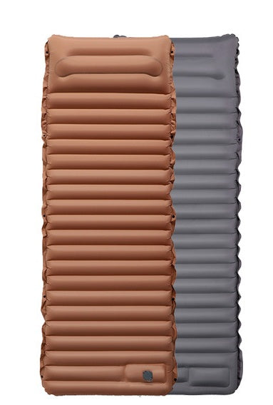 matelas randonnée gonflable marron et gris compact