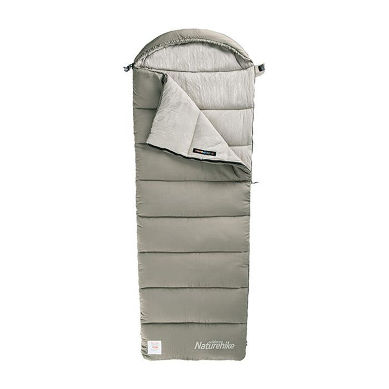 sac de couchage confort gris vert forme enveloppe pour camping et nuits fraîches