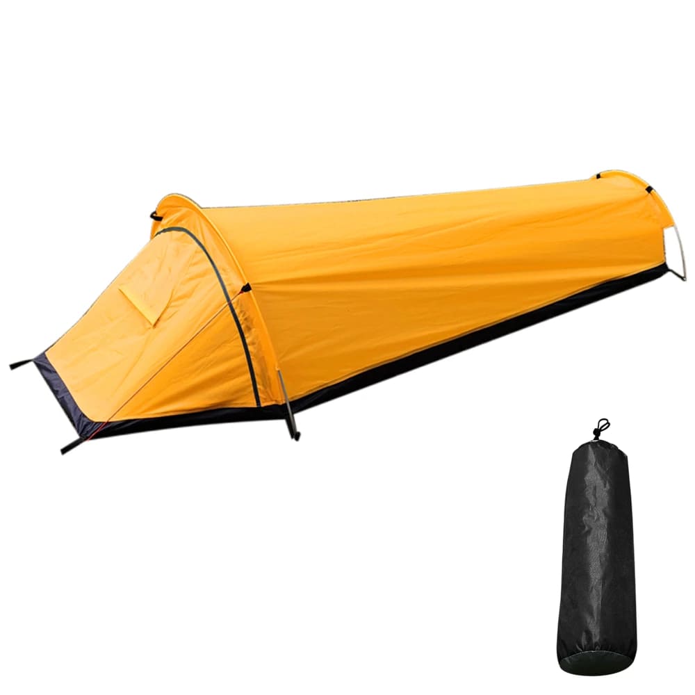 Tente bivouac sarcophage une personne en coloris alternatif pour camping léger