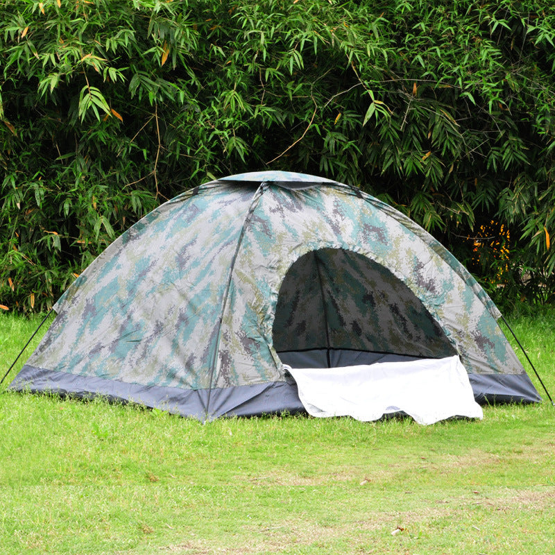 tente bivouac 2 places camouflage clair ouverte en extérieur