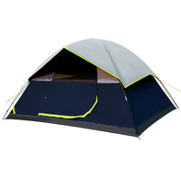 Thumbnail for tente camping légère bleue ouverte sur fond blanc