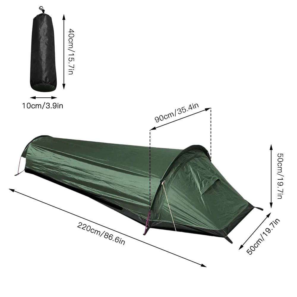 Dimensions de la tente bivouac 1 personne compacte et légère